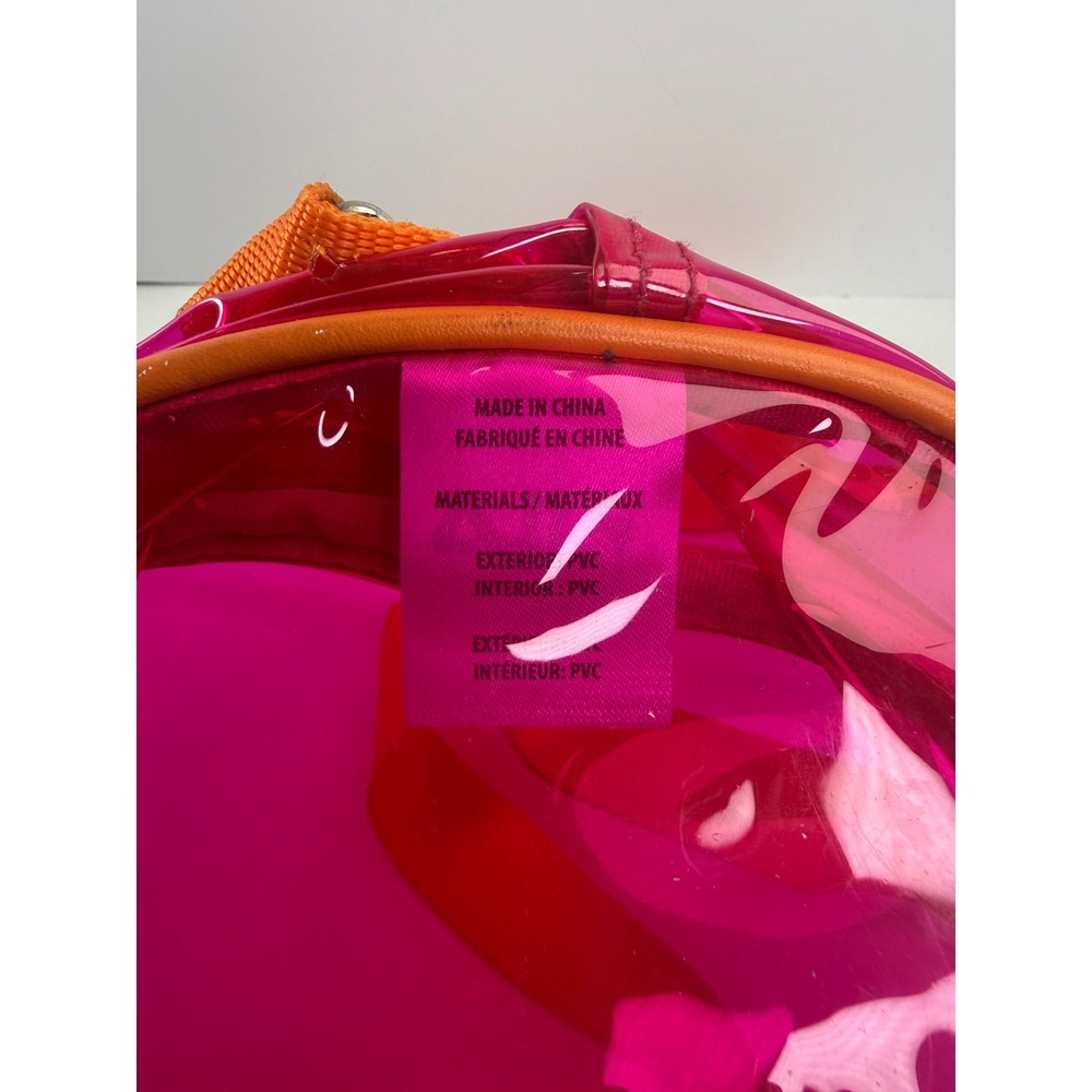Fila Mini Backpack Pink Clear PVC Round Festival Bag Orange Straps See Through - Picture 3 of 5